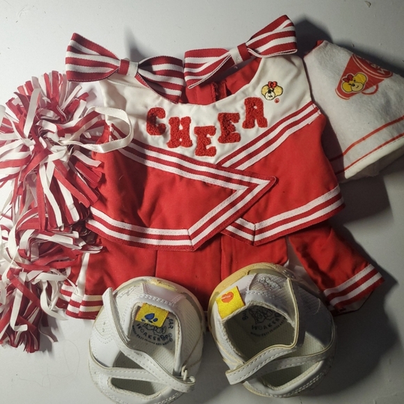 Build A Bear Workshop BABW Red and White Cheerleader Outfit Shoes & Accessories - Picture 2 of 9